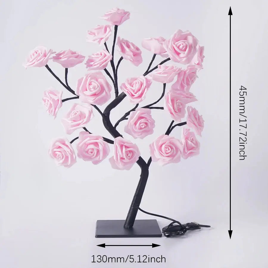 24 LED Rose Tree Fairy Lights – USB Table Lamp for Bedroom, Christmas, Wedding & Home Decor SKYNIX