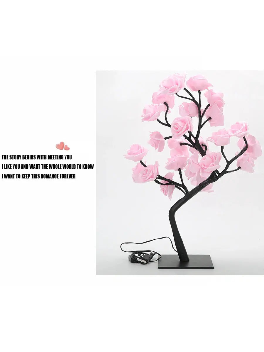24 LED Rose Tree Fairy Lights – USB Table Lamp for Bedroom, Christmas, Wedding & Home Decor SKYNIX