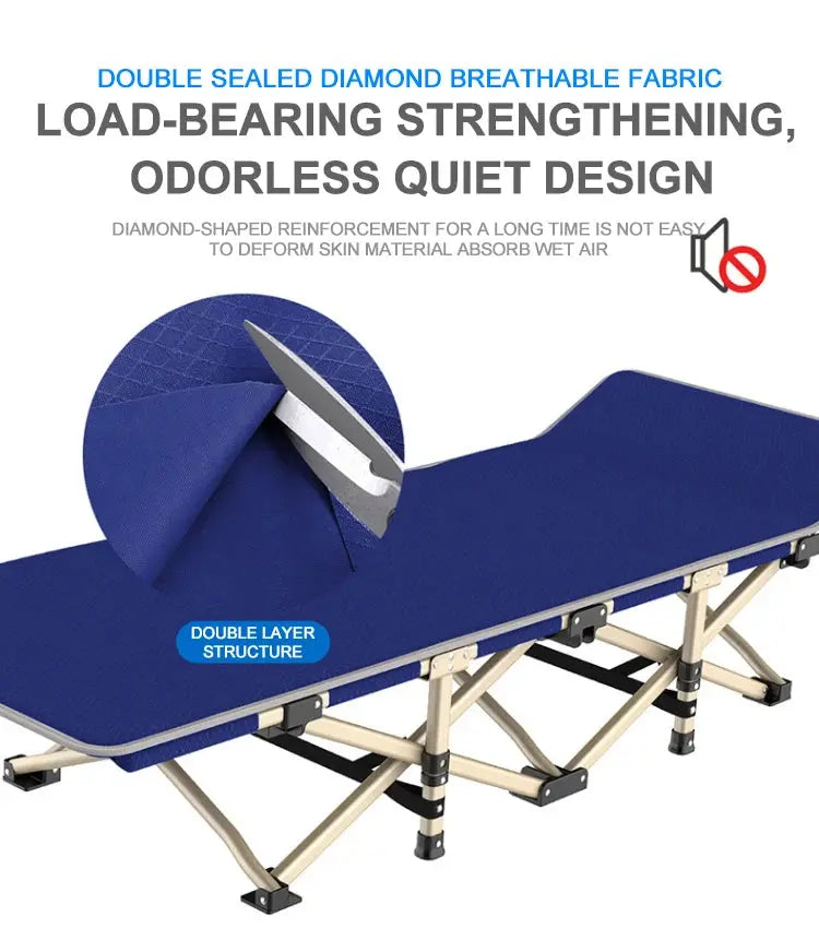 NB-FAVOUR Heavy Duty Folding Camping Cot with Mat – Outdoor Portable Bed for Adults SKYNIX