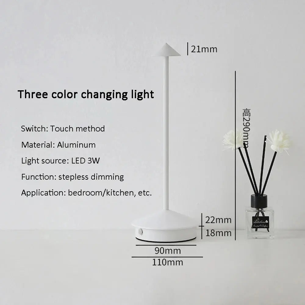 Rechargeable LED Touch Table Lamp – 3 Color Modes, Dimmable Night Desk Light SKYNIX
