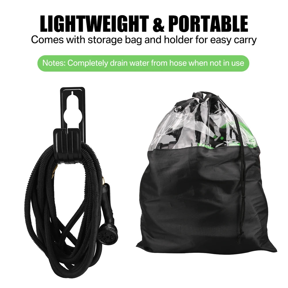 Expandable Garden Water Hose – High Pressure, Double Metal Connector, PVC Reel