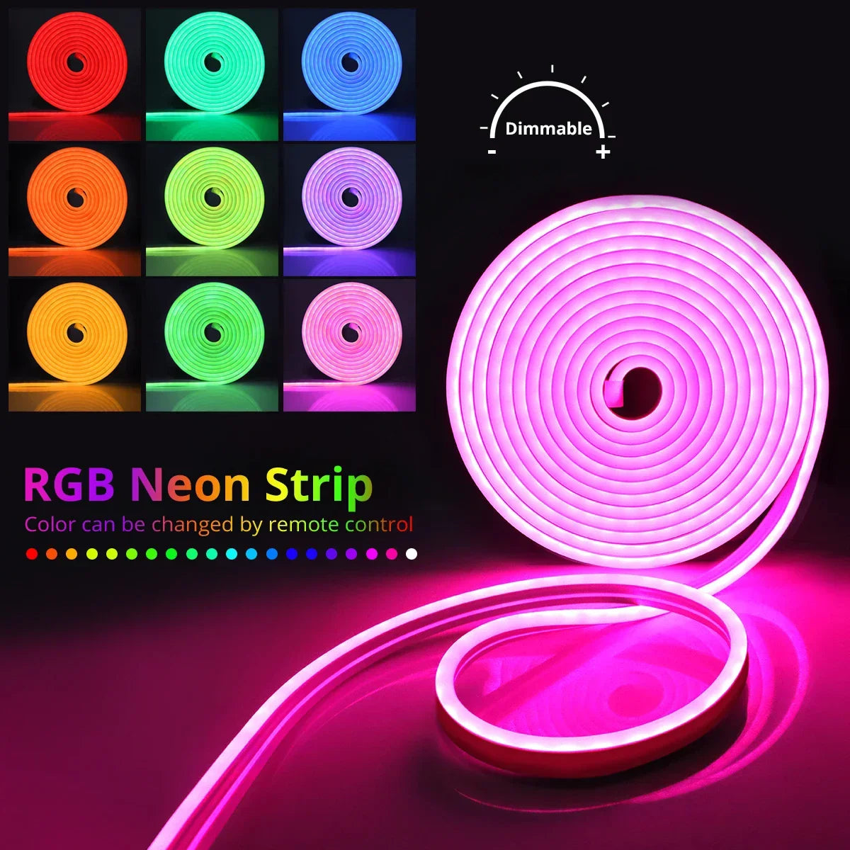 TUYA Neon LED Strip Lights – Waterproof Flexible RGB Rope Light, Bluetooth App Control, Music Sync, 1m–5m for Room Décor
