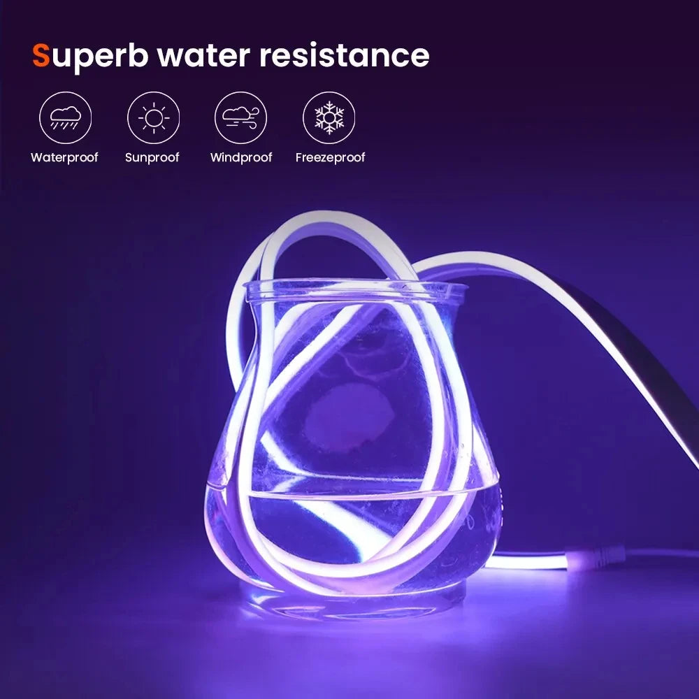 5V LED Neon Strip Lights – USB Powered, Music Sync, Waterproof Indoor Outdoor Flexible Lighting