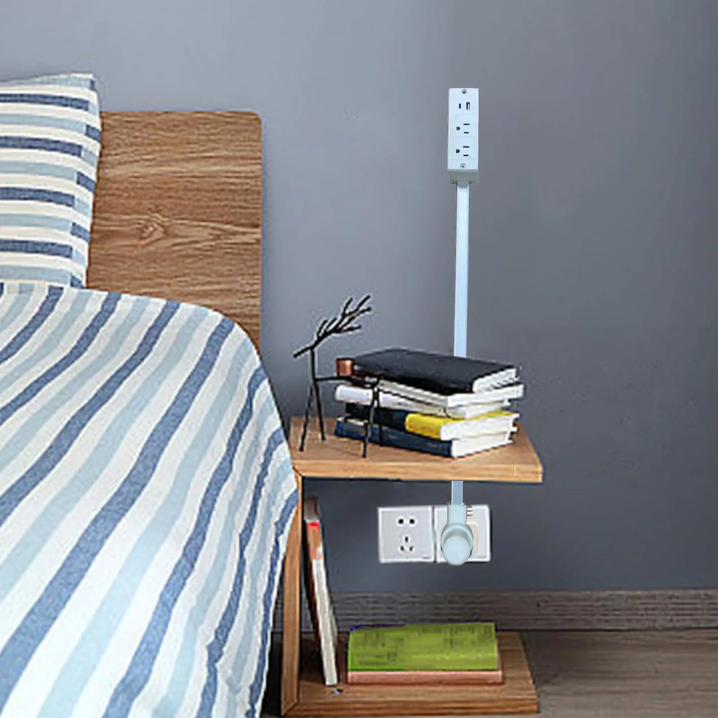 Power Outlet Extender – 2 AC, USB-A & USB-C, 180° Rotatable Plug