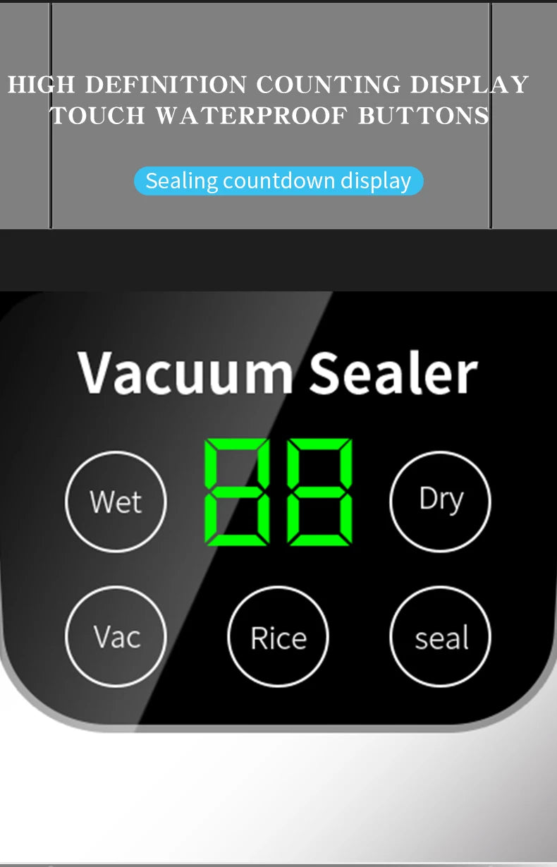 Electric Vacuum Sealer Machine – Dry & Wet Food Packaging, Digital Display