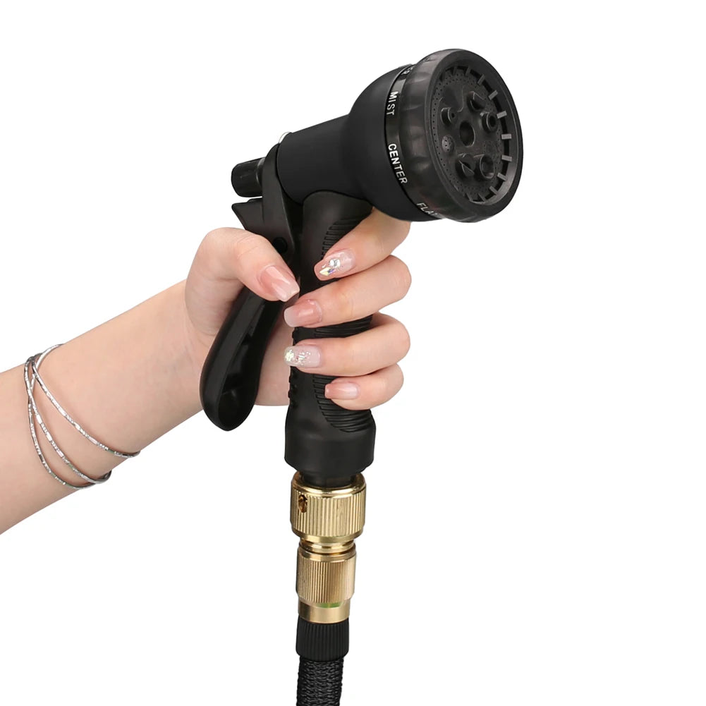 Expandable Garden Water Hose – High Pressure, Double Metal Connector, PVC Reel