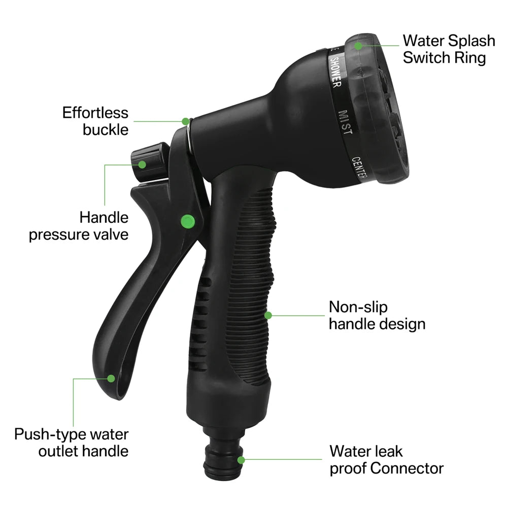 Expandable Garden Water Hose – High Pressure, Double Metal Connector, PVC Reel