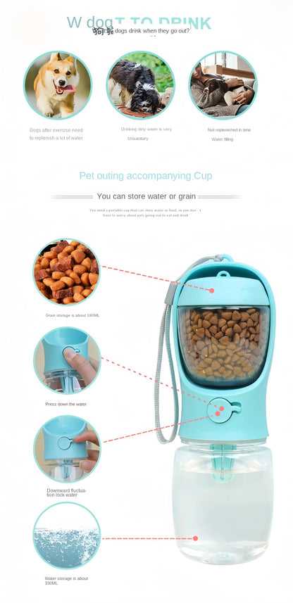 3-in-1 Portable Pet Water Bottle – Travel Cup & Food Dispenser for Dogs/Cats SKYNIX
