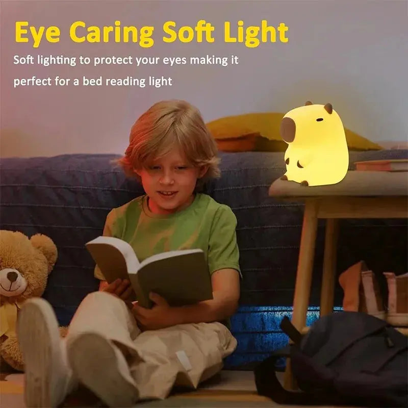 Cute Pet Capybara Night Light Cute Cartoon Silicone Creative Bedside Sleep Night Lamp For Children's Room Decor Birthday gift SKYNIX