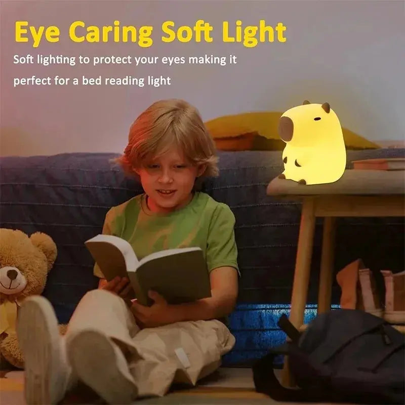 Cute Pet Capybara Night Light Cute Cartoon Silicone Creative Bedside Sleep Night Lamp For Children's Room Decor Birthday gift SKYNIX