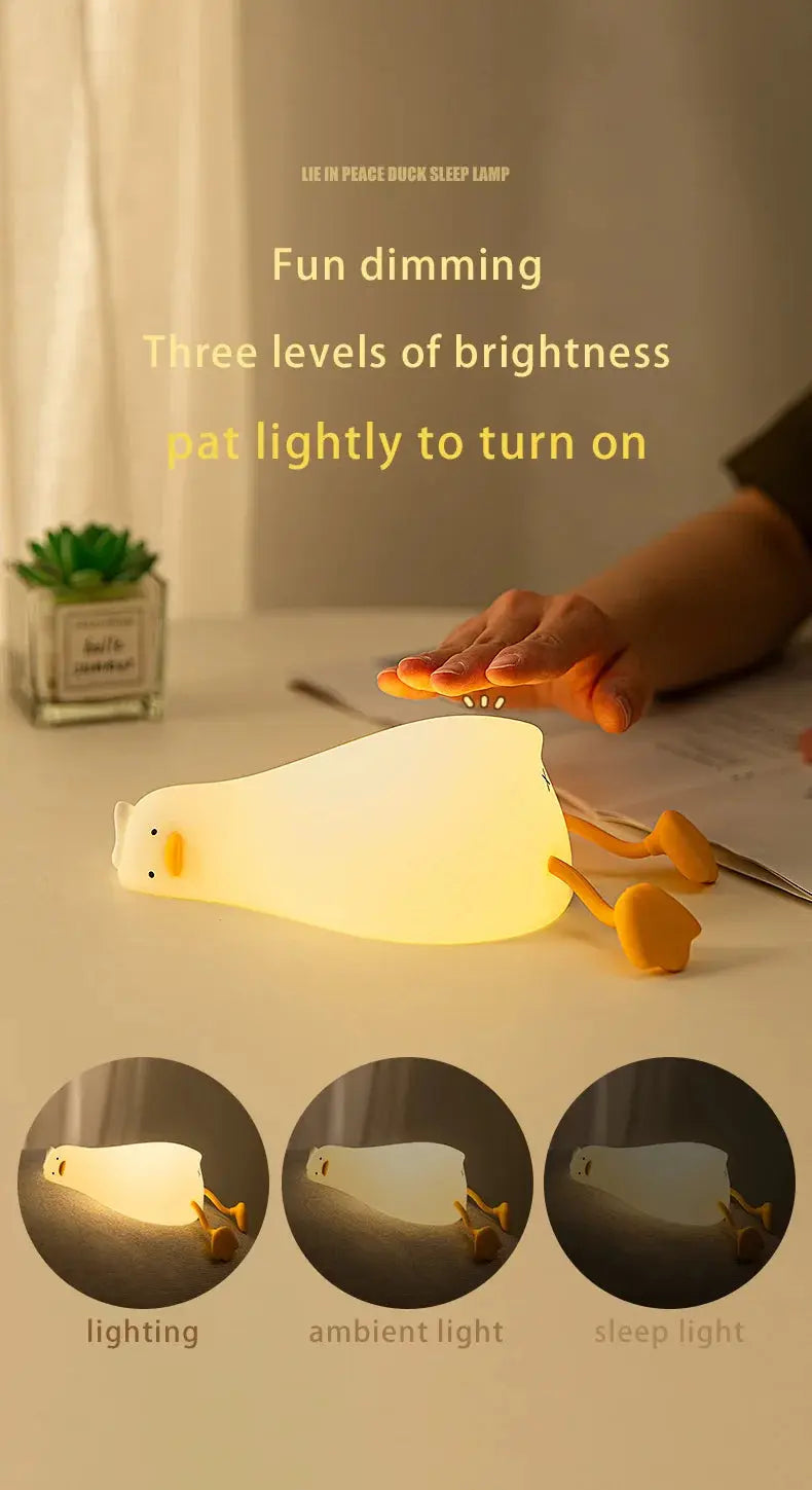 Duck LED Night Light – Soft Silicone Rechargeable Bedside Lamp for Kids & Gifts SKYNIX
