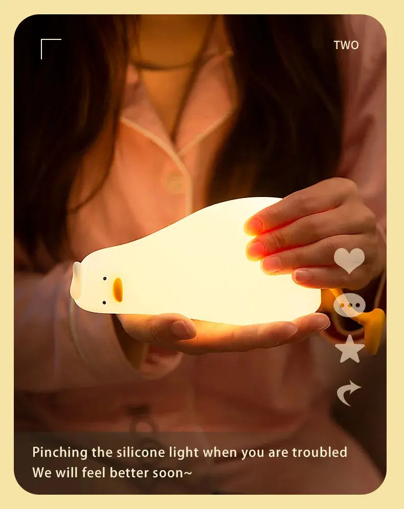 Duck LED Night Light – Soft Silicone Rechargeable Bedside Lamp for Kids & Gifts SKYNIX