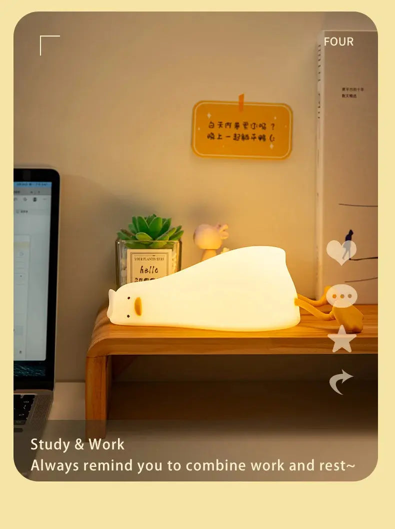 Duck LED Night Light – Soft Silicone Rechargeable Bedside Lamp for Kids & Gifts SKYNIX