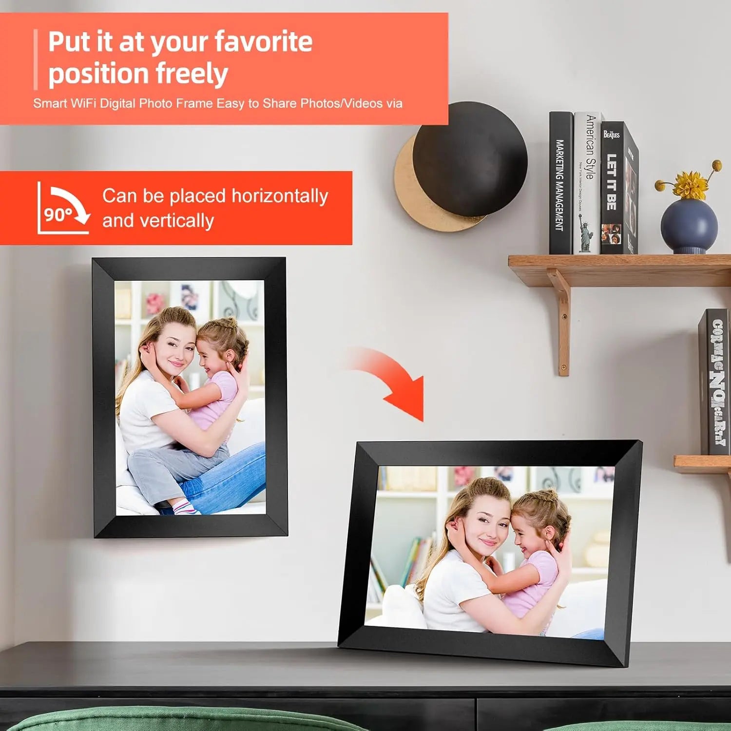 Frameo 10.1" WiFi Digital Photo Frame – 32GB/64GB Storage, Touchscreen, Wall Mountable SKYNIX