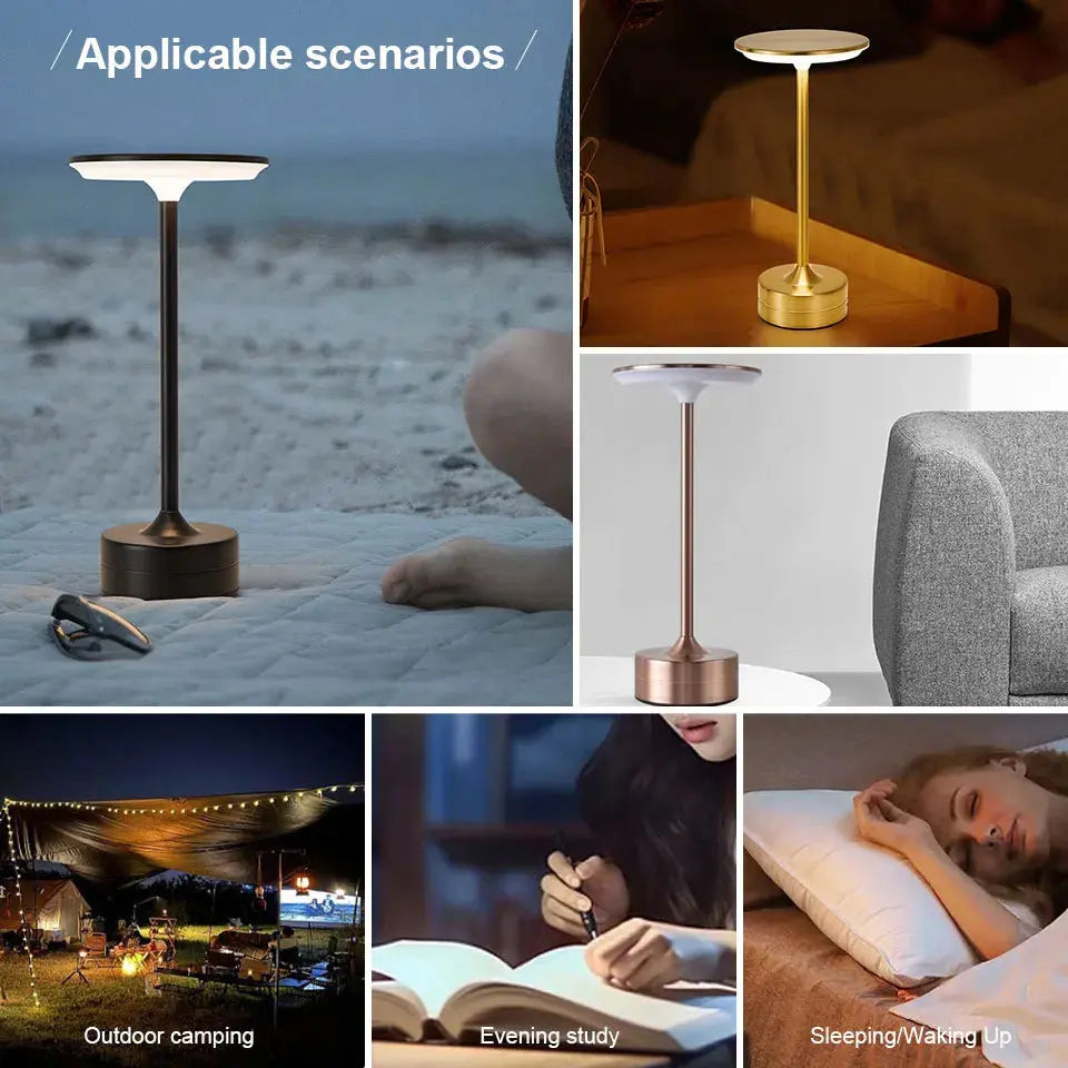 Modern Touch Sensor LED Table Lamp – USB Rechargeable | Dimmable Metal Night Light SKYNIX
