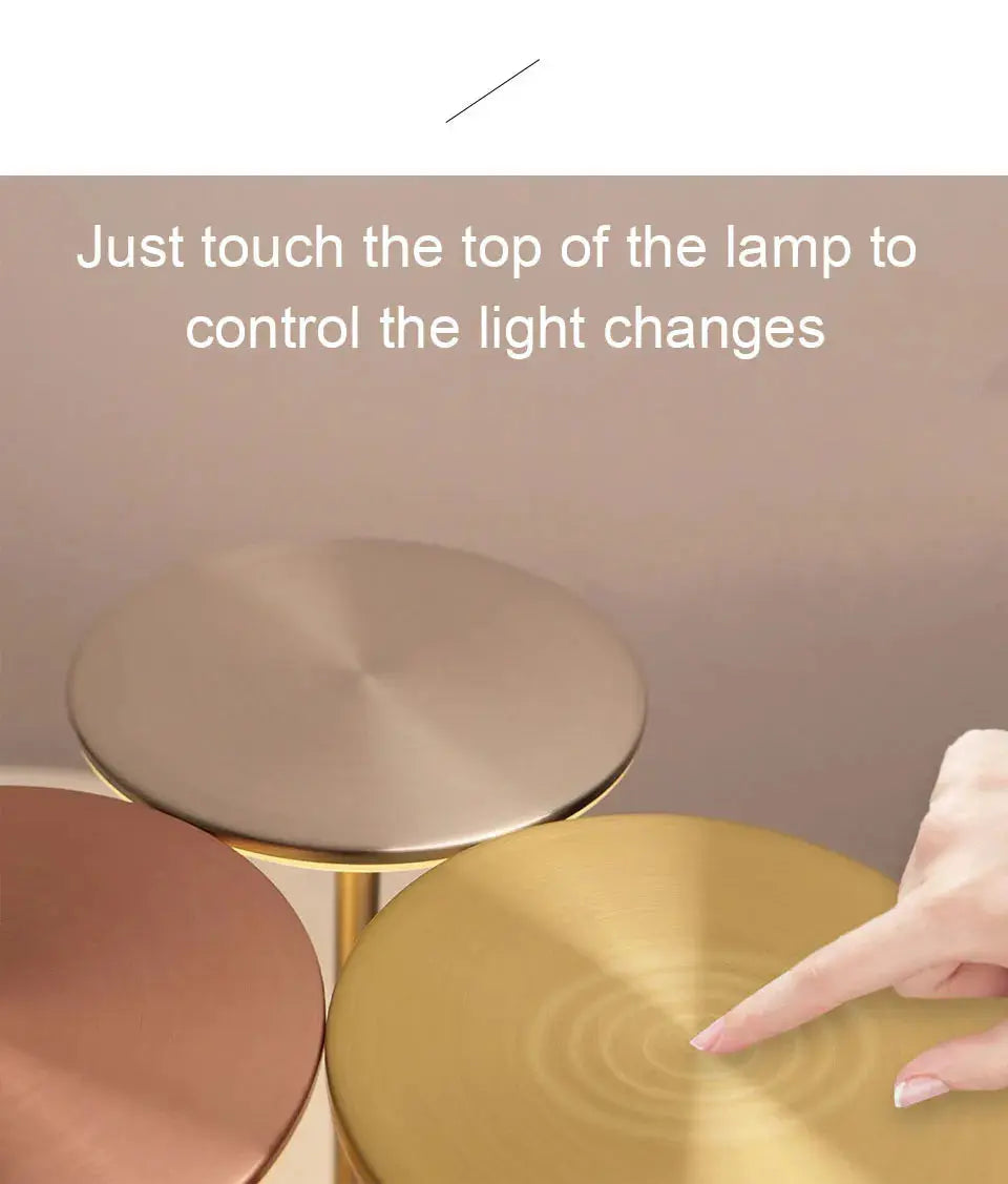 Modern Touch Sensor LED Table Lamp – USB Rechargeable | Dimmable Metal Night Light SKYNIX