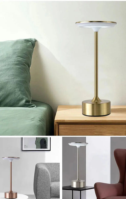 Modern Touch Sensor LED Table Lamp – USB Rechargeable | Dimmable Metal Night Light SKYNIX