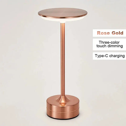 Modern Touch Sensor LED Table Lamp – USB Rechargeable | Dimmable Metal Night Light SKYNIX