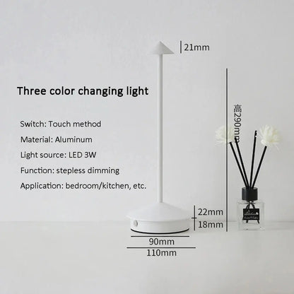 Rechargeable LED Touch Table Lamp – 3 Color Modes, Dimmable Night Desk Light SKYNIX