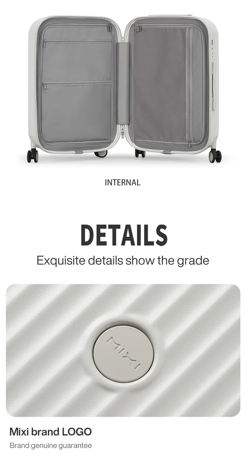 Mixi Carry-On Luggage M9290 – Hard Shell Spinner Suitcase with Built-In Cup & Phone Holder