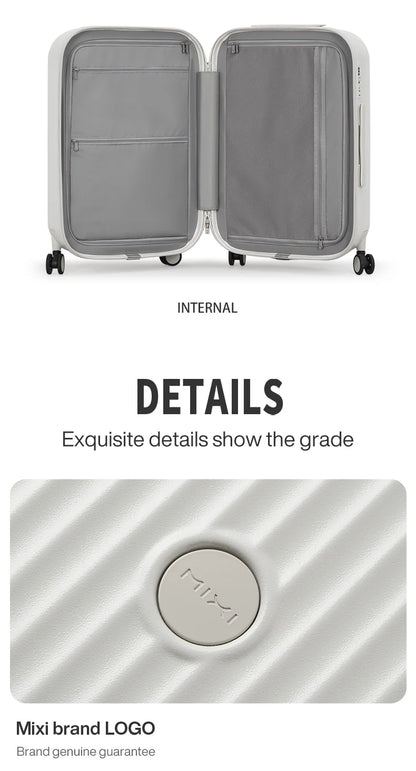 Mixi Carry-On Luggage M9290 – Hard Shell Spinner Suitcase with Built-In Cup & Phone Holder