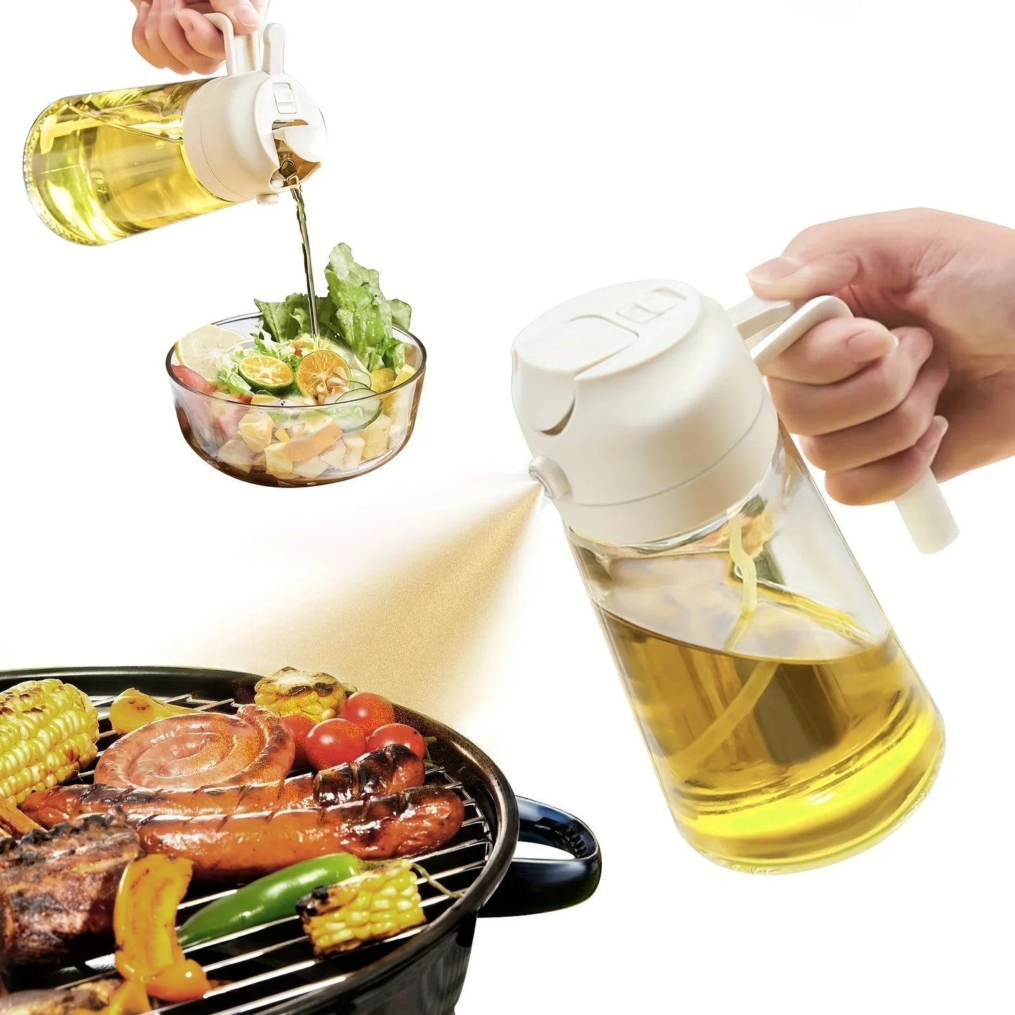 2-in-1 500ml Plastic Spray Oil Dispenser