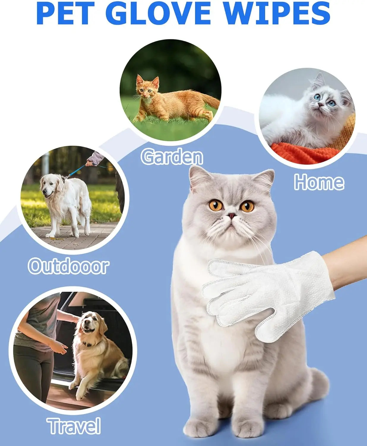 🐾 Pet Cleaning Wipes Gloves – Deodorizing & Grooming Wipes for Dogs, Cats & Small Pets - SKYNIX