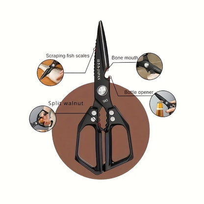 Multifunctional Kitchen Scissors – Heavy-Duty Poultry Shears with Fish Scale Scraper, Bottle Opener & Nut Cracker
