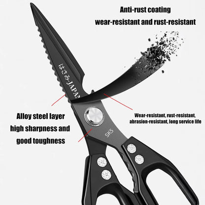 Multifunctional Kitchen Scissors – Heavy-Duty Poultry Shears with Fish Scale Scraper, Bottle Opener & Nut Cracker