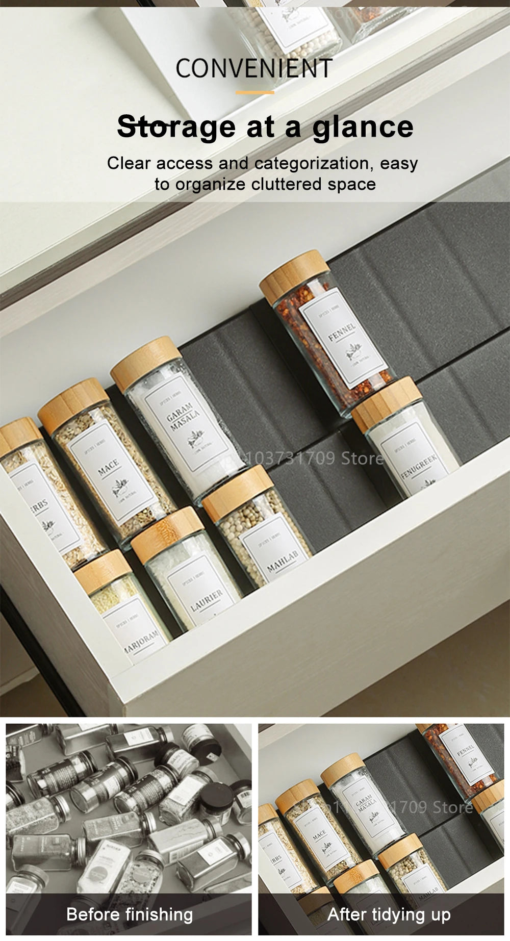 4-Layer Kitchen Spice Drawer Organizer – Adjustable Rack