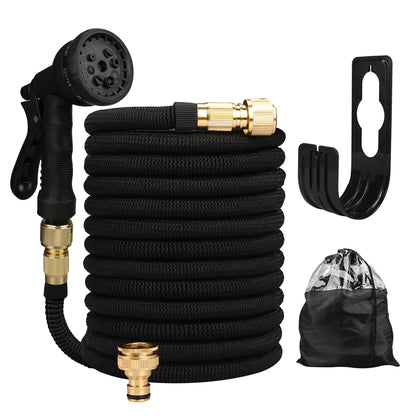 Expandable Garden Water Hose – High Pressure, Double Metal Connector, PVC Reel