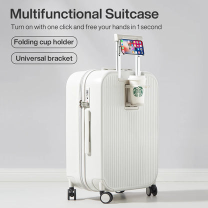 Mixi Carry-On Luggage M9290 – Hard Shell Spinner Suitcase with Built-In Cup & Phone Holder