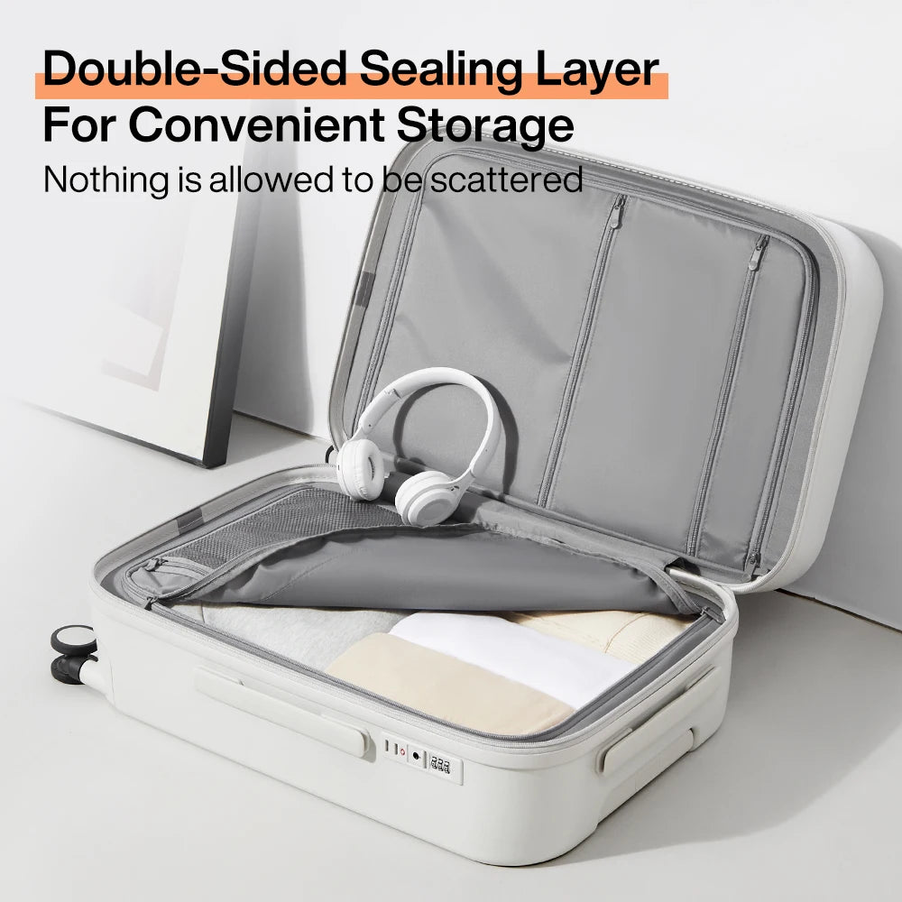 Mixi Carry-On Luggage M9290 – Hard Shell Spinner Suitcase with Built-In Cup & Phone Holder