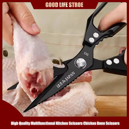 Multifunctional Kitchen Scissors – Heavy-Duty Poultry Shears with Fish Scale Scraper, Bottle Opener & Nut Cracker