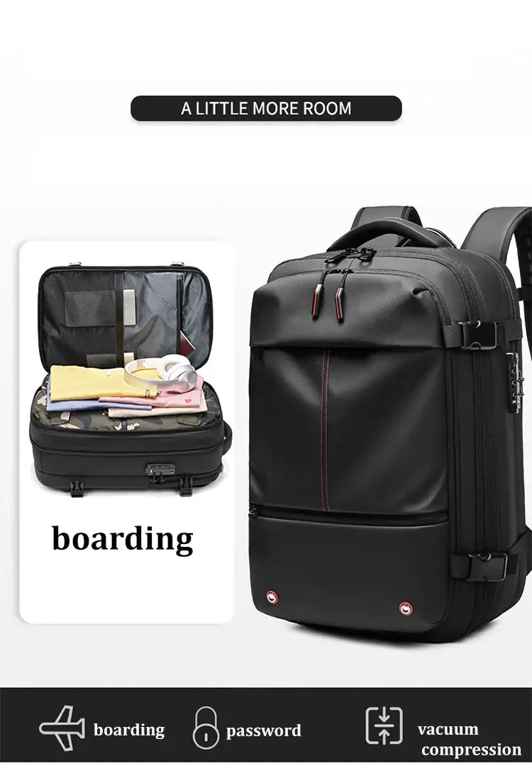 men's travel laptop backpack– 17" Business Bag with Compression, Expandable & Water-Resistant Design SKYNIX