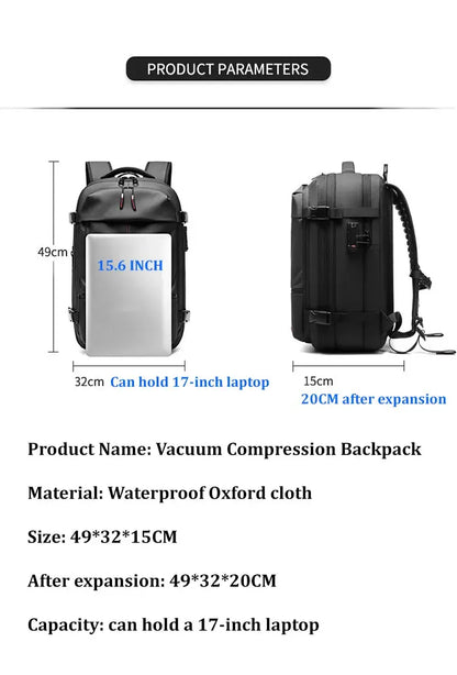 men's travel laptop backpack– 17" Business Bag with Compression, Expandable & Water-Resistant Design SKYNIX