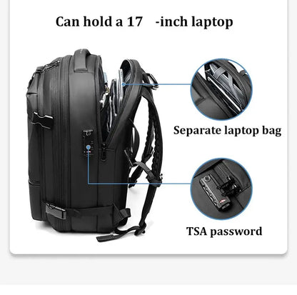 men's travel laptop backpack– 17" Business Bag with Compression, Expandable & Water-Resistant Design SKYNIX