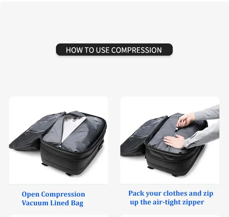 men's travel laptop backpack– 17" Business Bag with Compression, Expandable & Water-Resistant Design SKYNIX