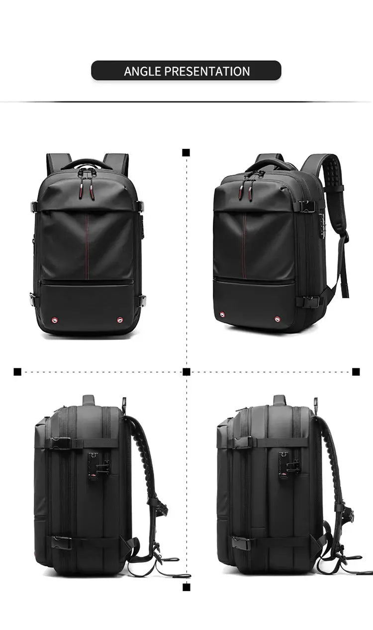 men's travel laptop backpack– 17" Business Bag with Compression, Expandable & Water-Resistant Design SKYNIX